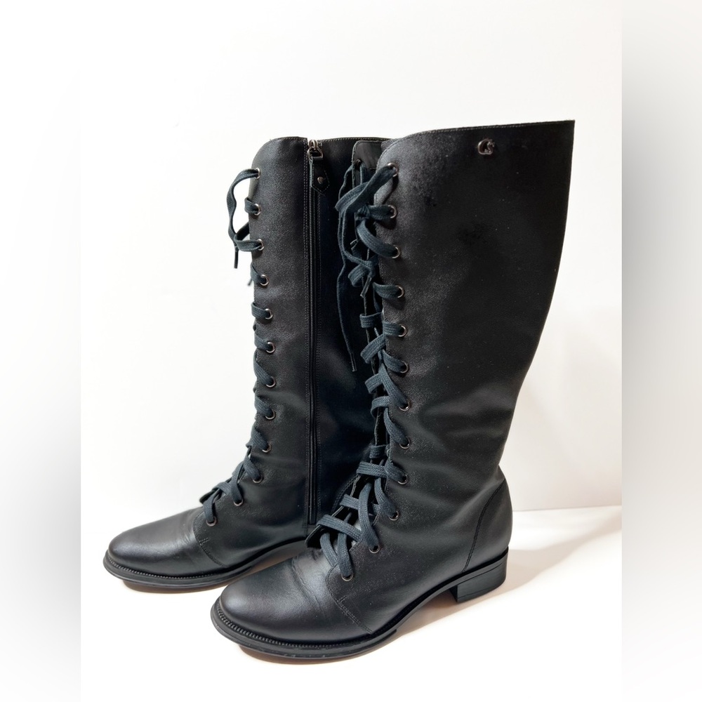 Women's Black Lace-Up Knee Boots